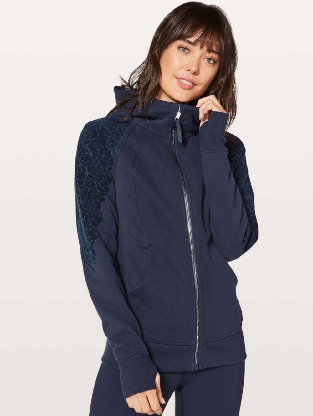 Lululemon Scuba Hoodie Light Cotton Fleece (Floral Flock) In
Midnight Navy